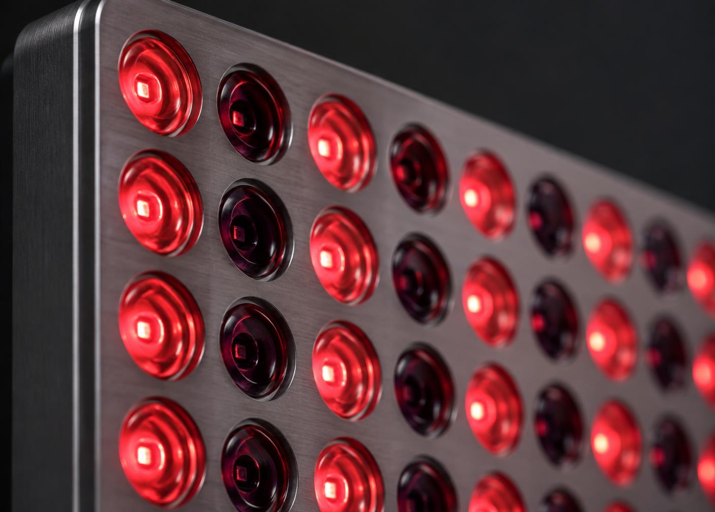 Macro view of a Rubeon panel LED lens array